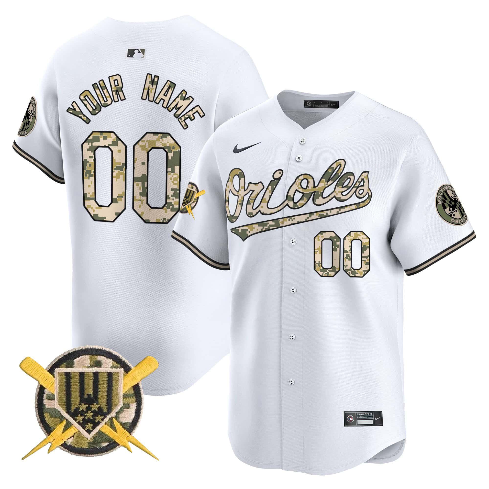 Men Baltimore Orioles White 2024 Nike Armed Forces Day Vapor Premier Limited Custom MLB Jersey->customized mlb jersey->Custom Jersey